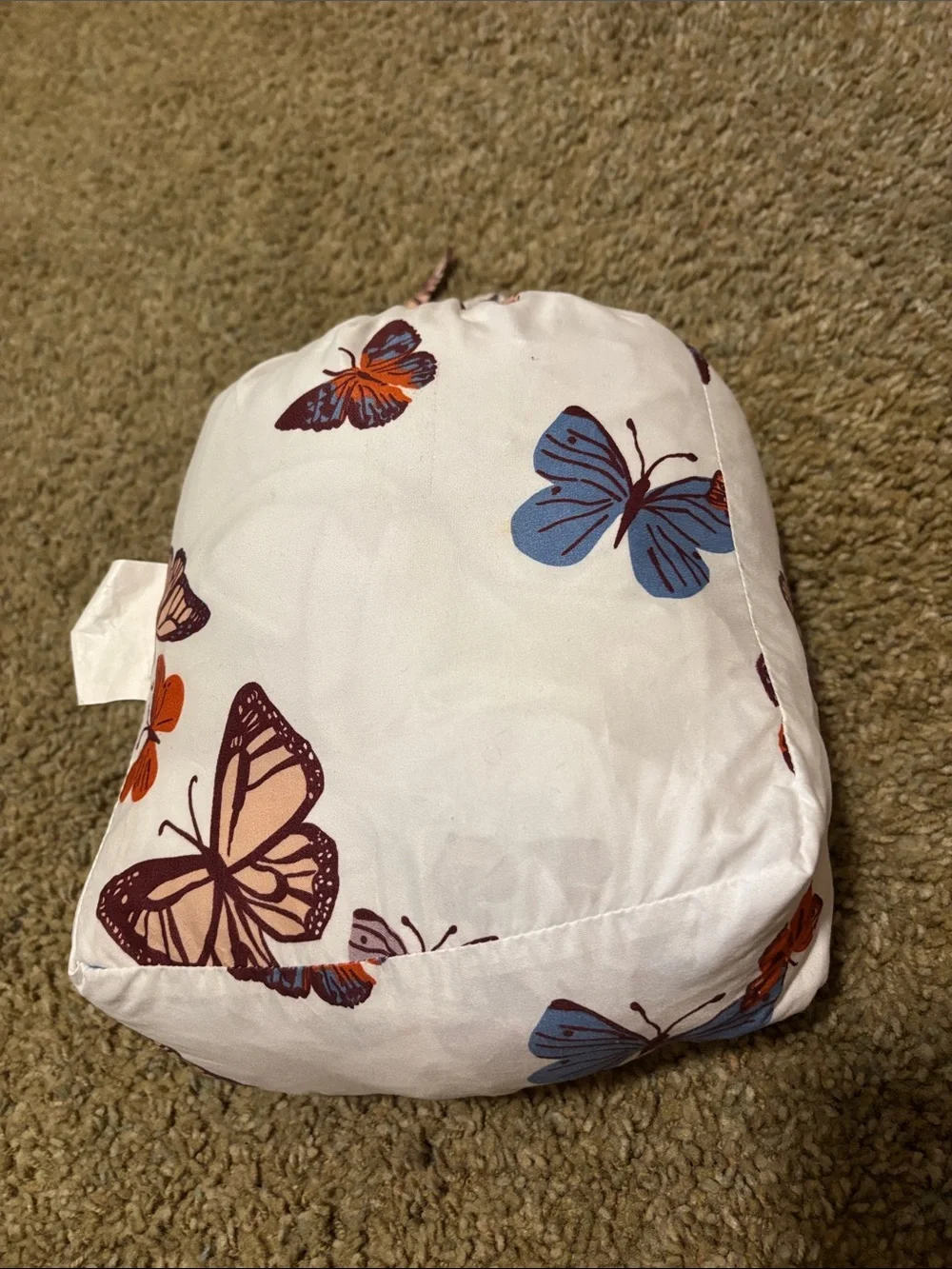 Room Essentials Twin XL White Sheet Set with Orange and Purple Butterfly Print